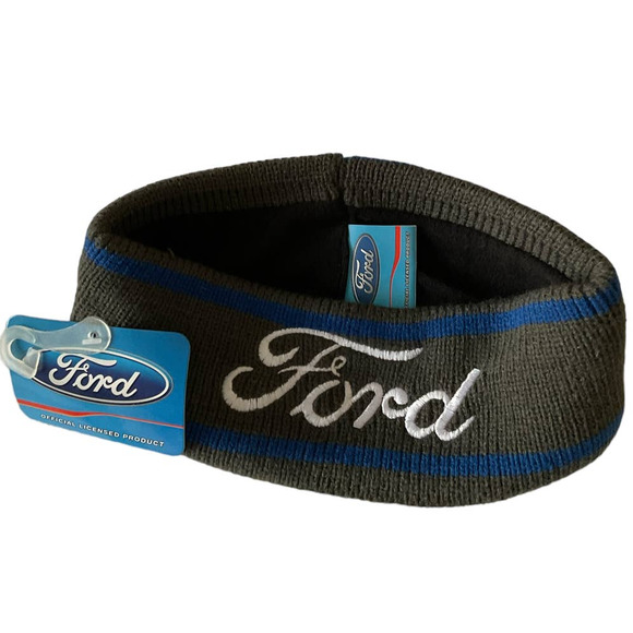 Ford Logo Knit Headband Ear Warmer Gray Blue  NWT - Picture 2 of 7